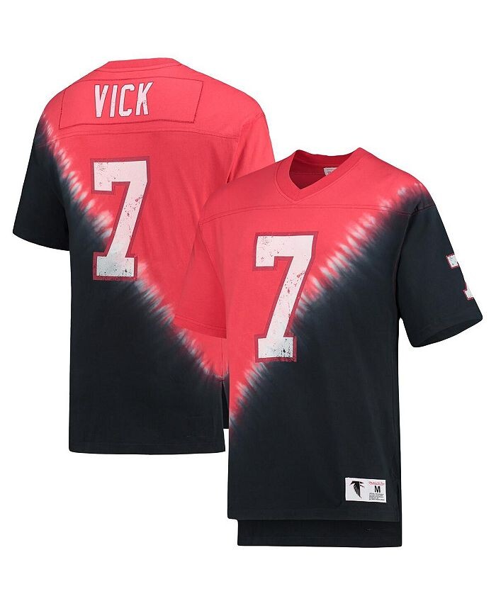 

Мужская футболка Michael Vick Black, Red Atlanta Falcons с именем и номером игрока в отставке, с диагональным узором тай-дай и v-образным вырезом Mitchell & Ness, черный