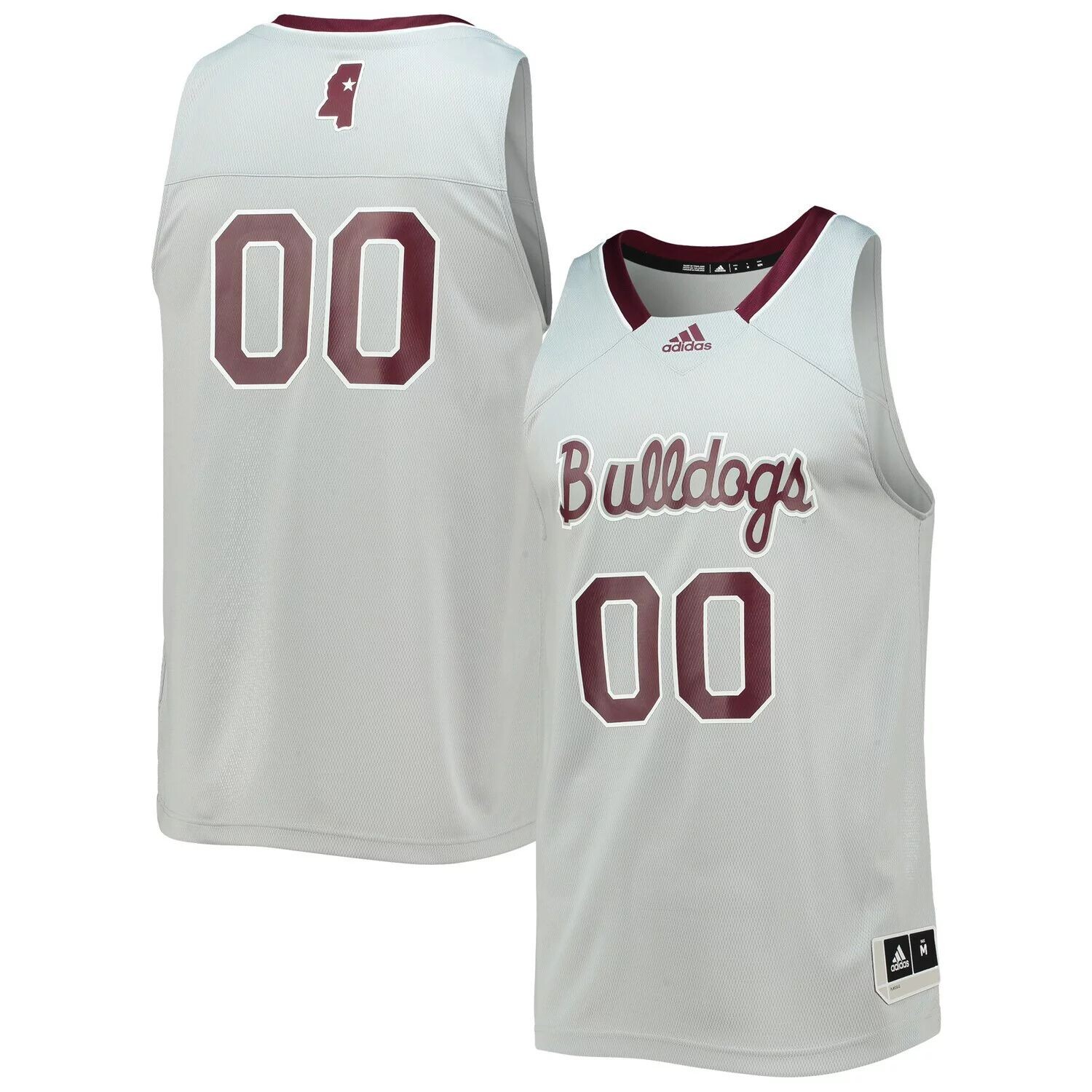 

Мужское серое джерси № 00 Mississippi State Bulldogs в стиле ретро с реверсом adidas