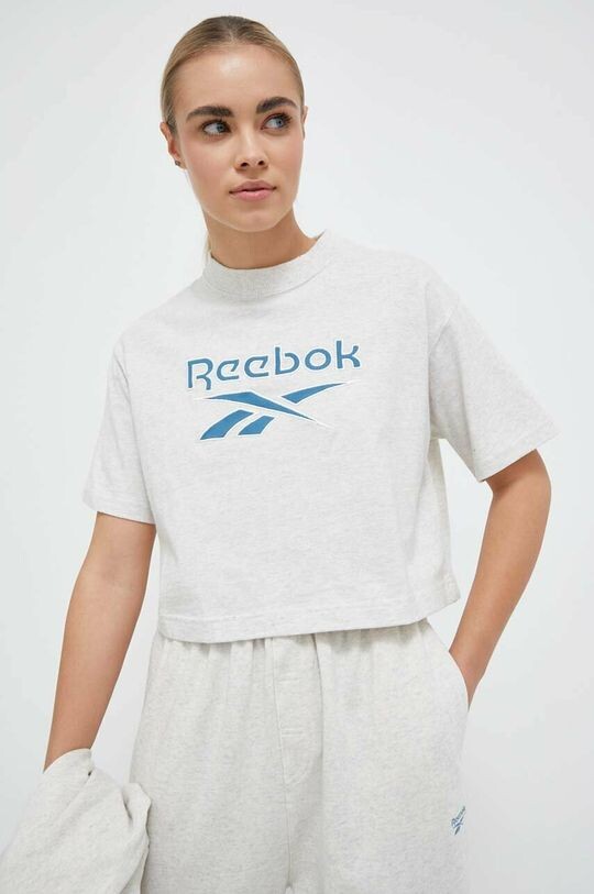 

Укороченная хлопковая футболка AE с большим логотипом Reebok, серый