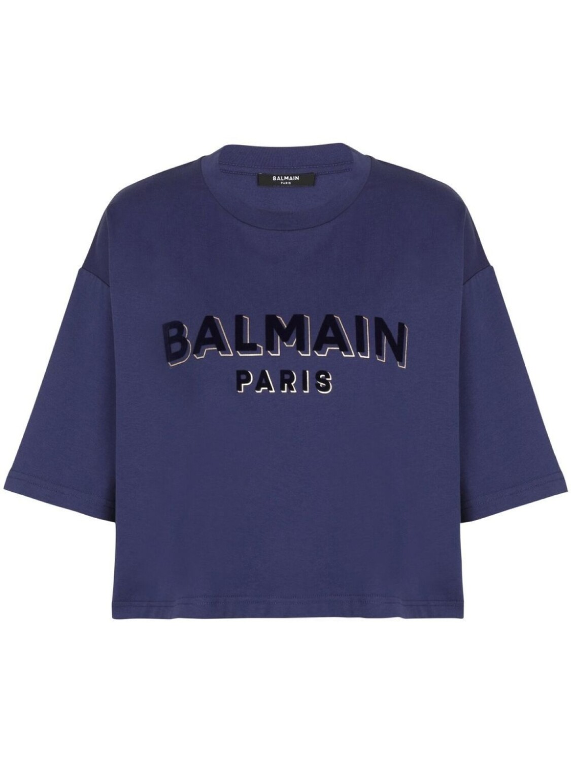 

Balmain logo-print cropped T-shirt, синий