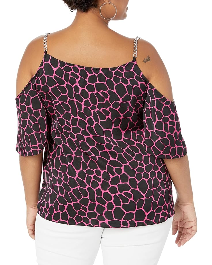 

Топ Michael Kors Plus Size Giraffe Cold-Shoulder Chain Top, цвет Cerise