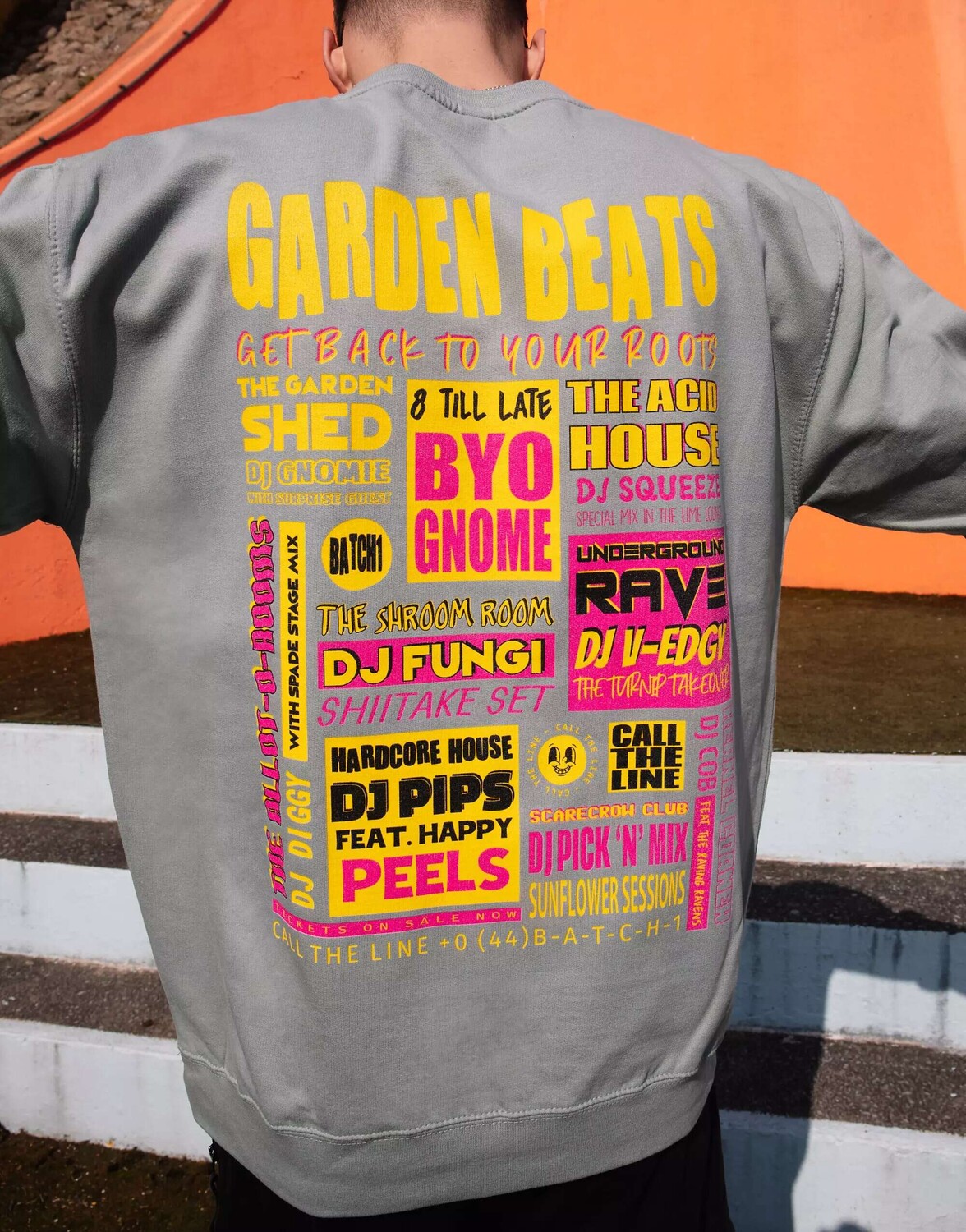 

Серый свитшот унисекс Garden Beats Festival с плакатом и плакатом Batch1