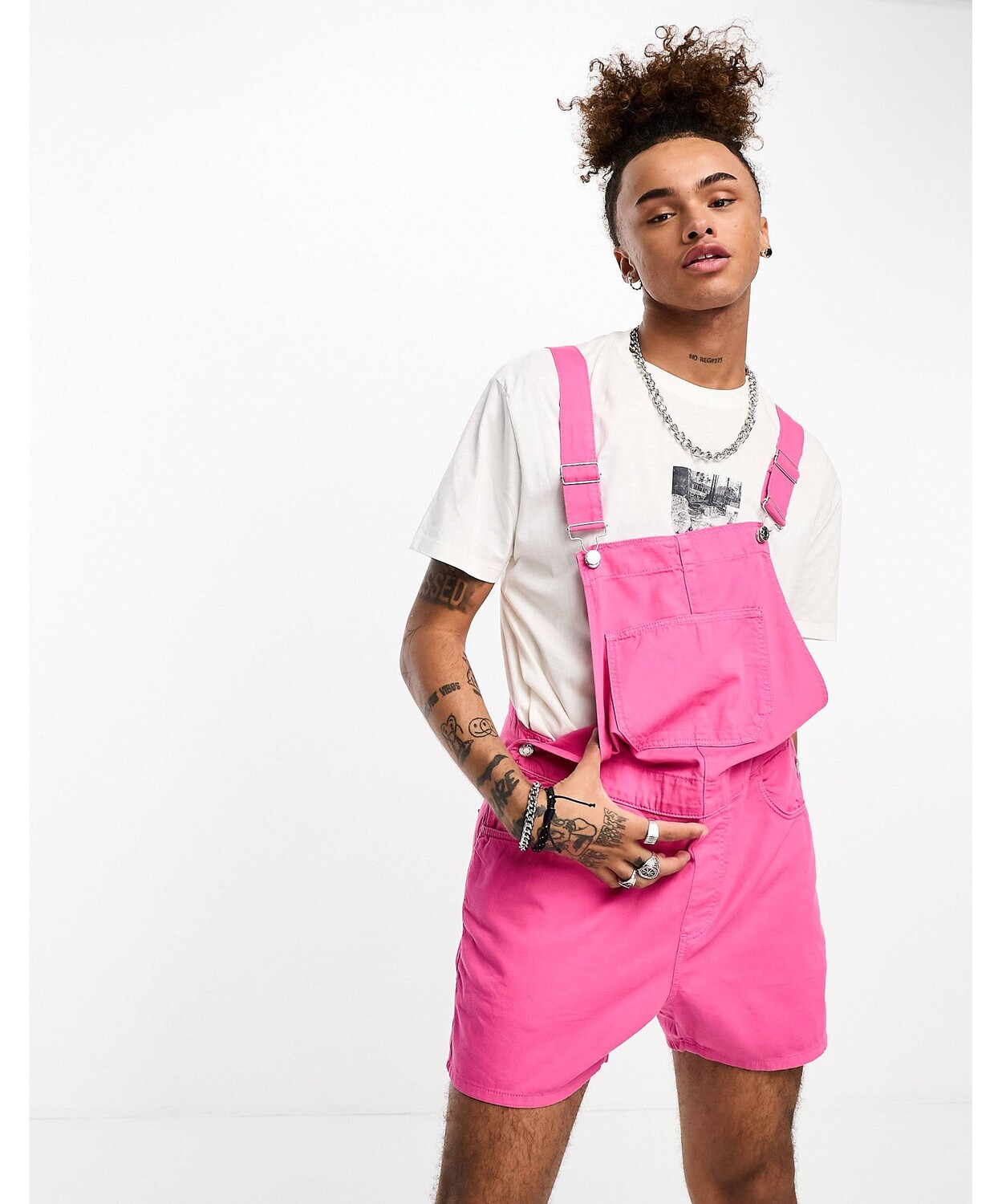

Розовый укороченный комбинезон ASOS DESIGN