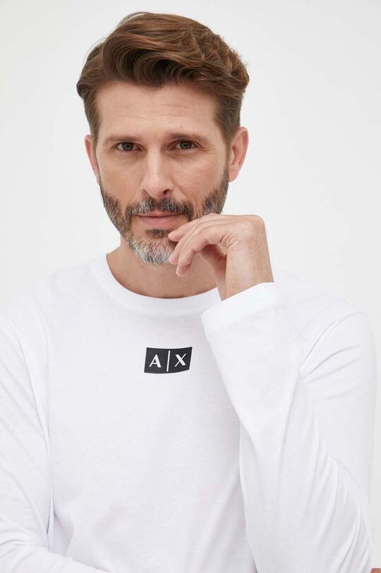 

Хлопковая рубашка с длинными рукавами Armani Exchange, белый