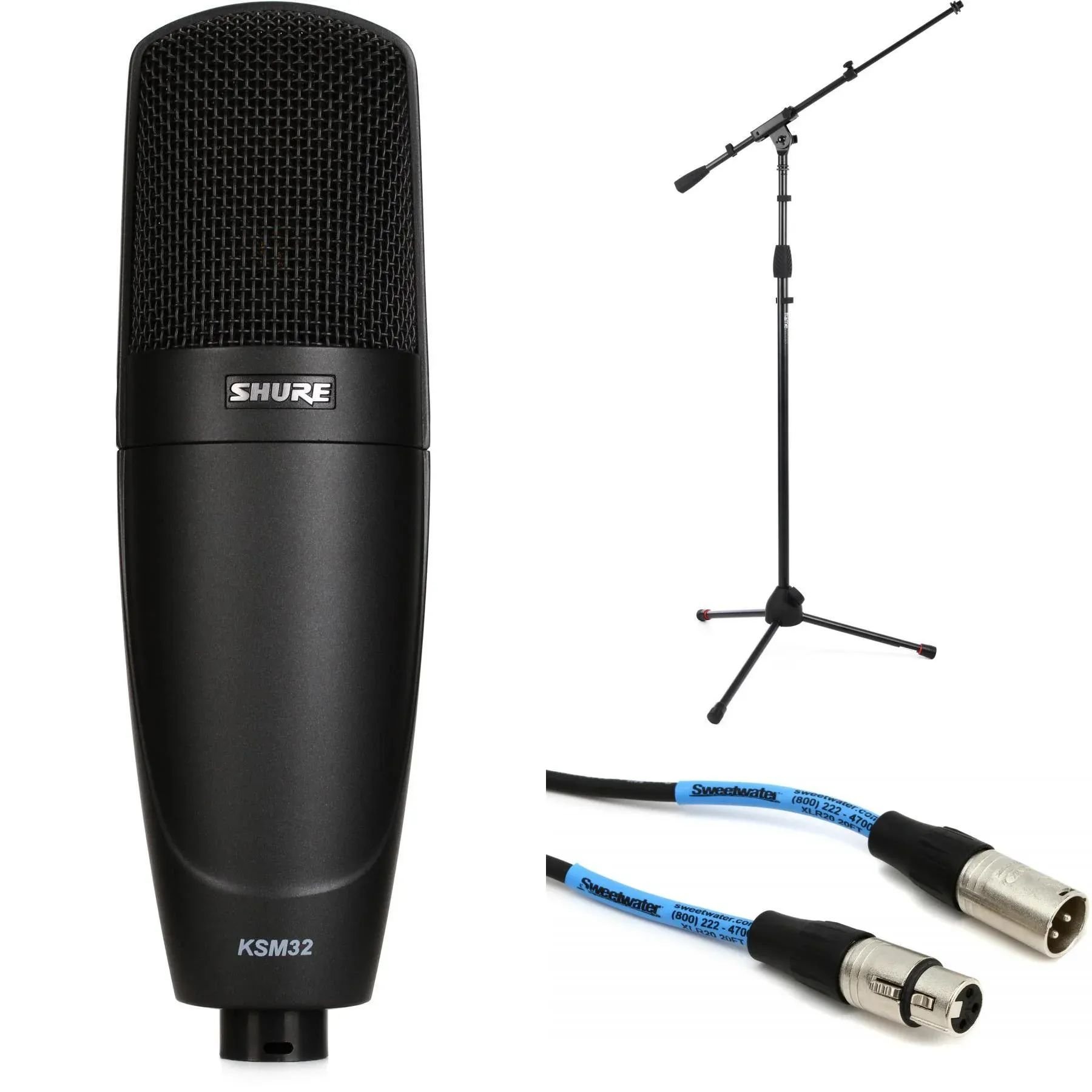 

Конденсаторный микрофон Shure KSM32 с большой диафрагмой, подставкой и кабелем — темно-серый