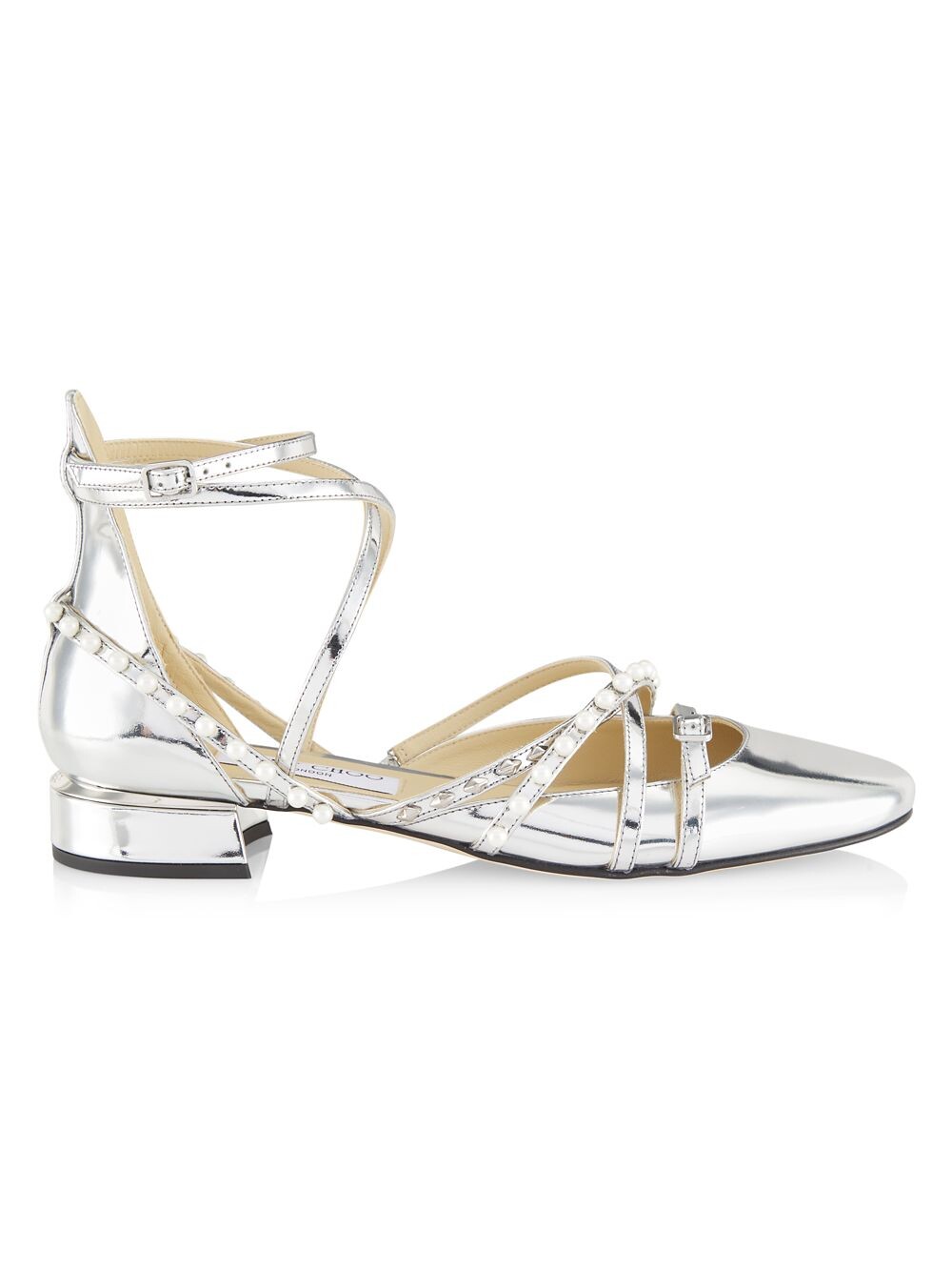 

Балетки Celestia 25MM с металлизированными ремешками Jimmy Choo, серебряный