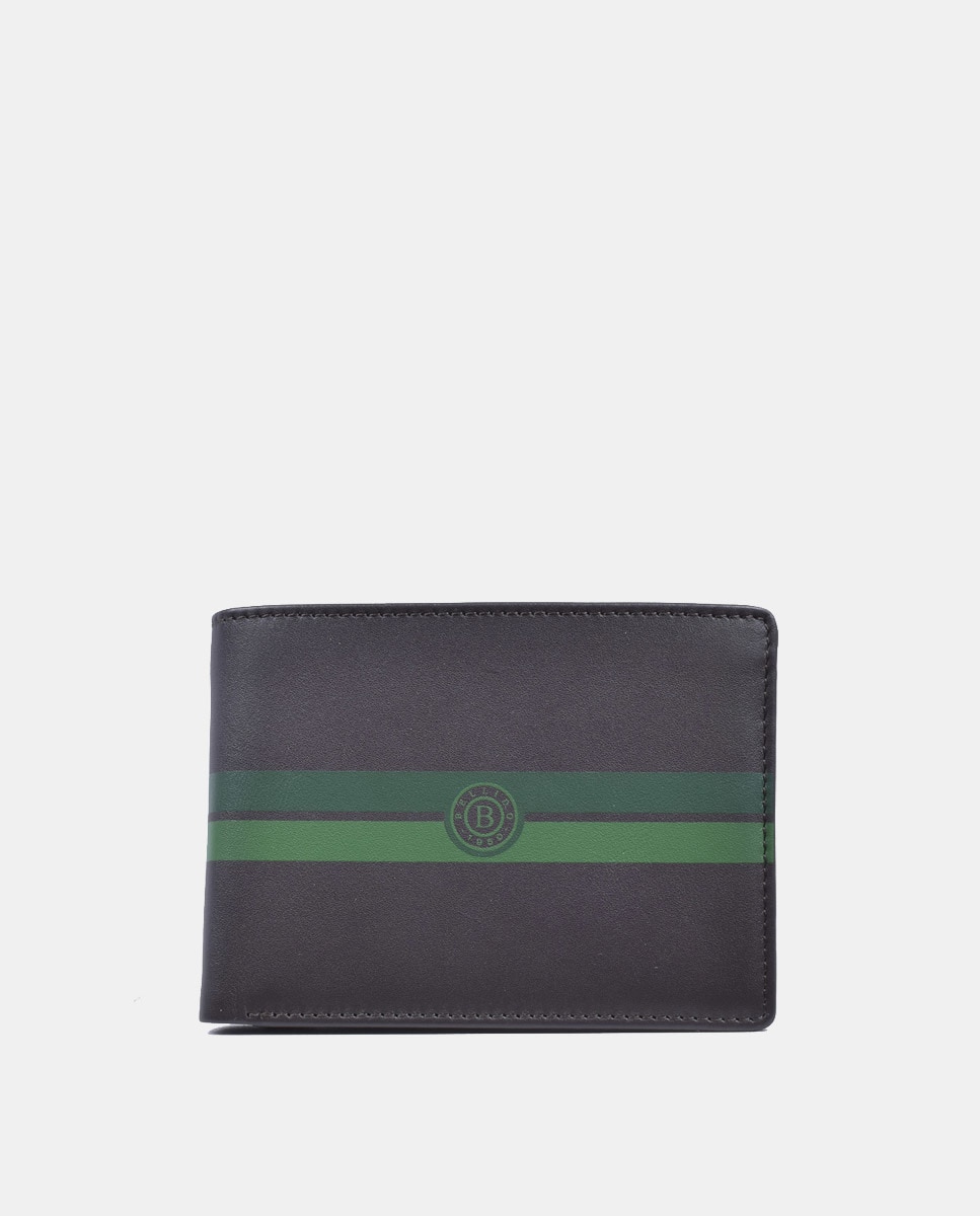Кожаный кошелек с портмоне коричневого цвета с зелеными деталями Bellido, коричневый