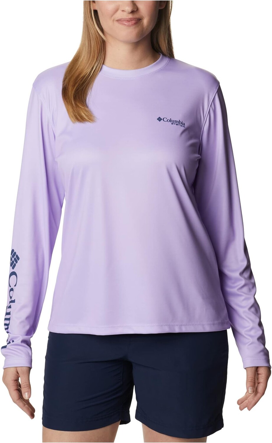 

Tidal Tee PFG Palapa Palms с длинным рукавом Columbia, цвет Soft Violet/Palapa Palms