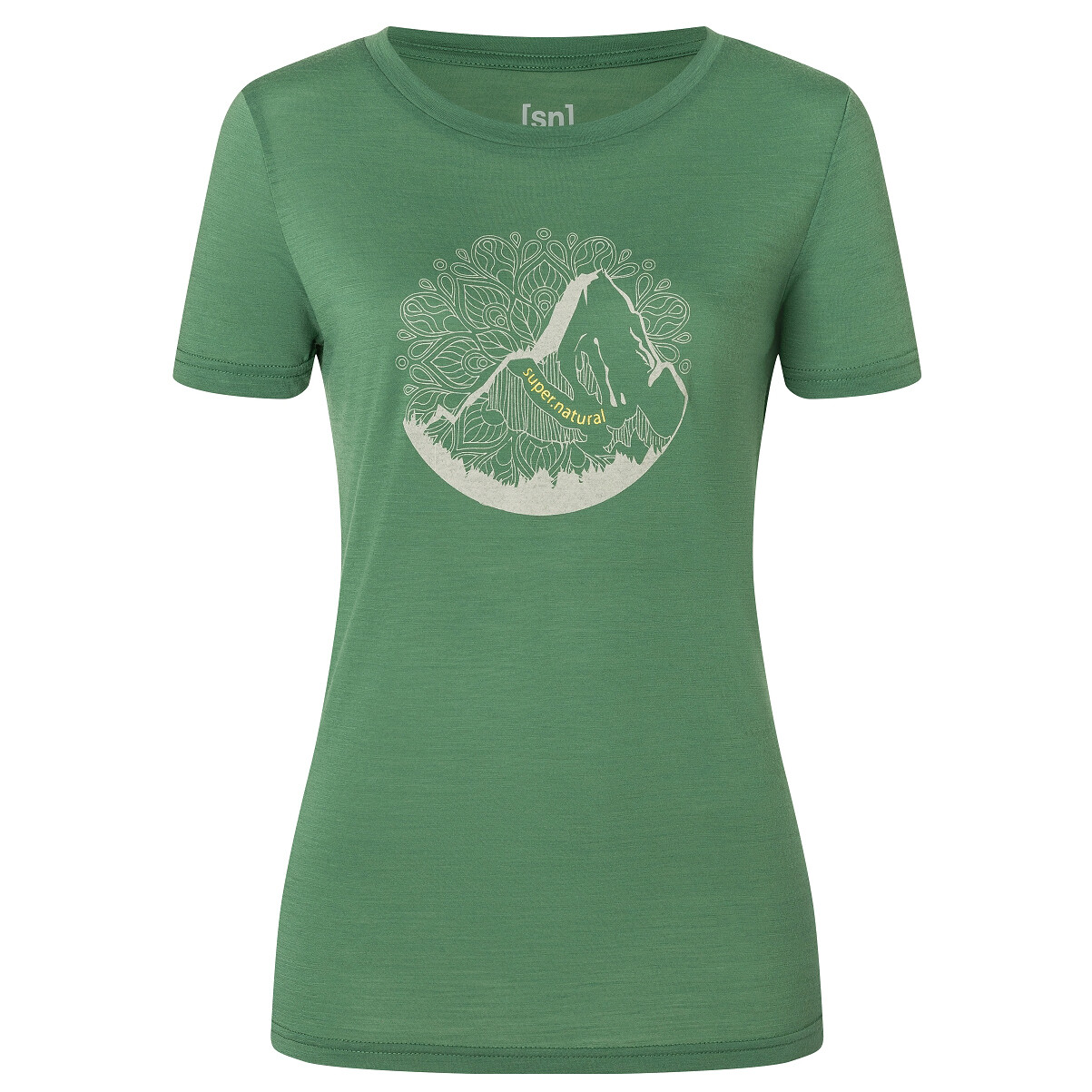 

Рубашка из мериноса Super.Natural Mountain Mandala Tree Tee, цвет Dark Ivy/Feather Grey/Gold