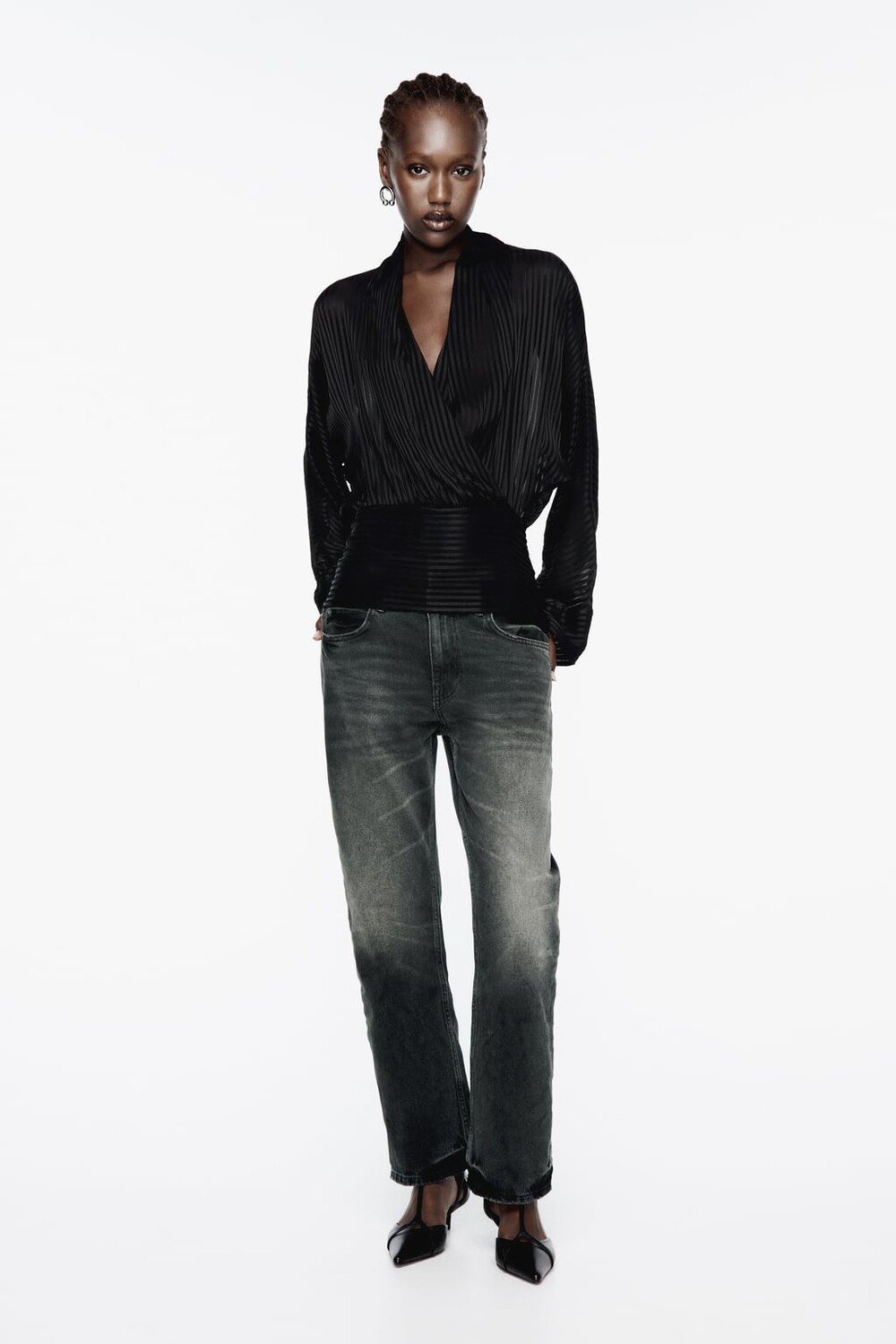 

Полупрозрачный топ ZARA, черный