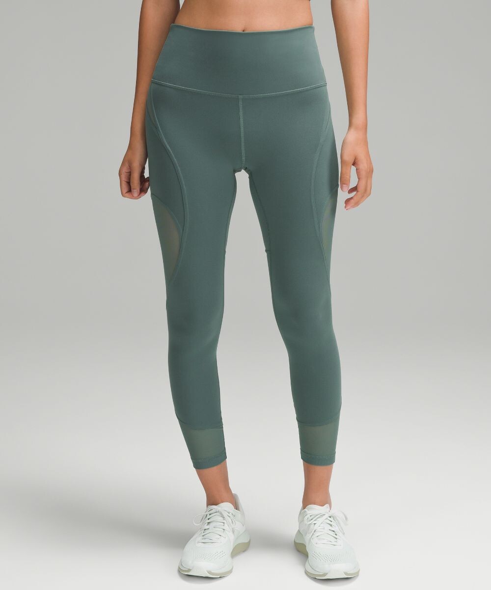 

Высокие тайтсы женские Wunder Train с сетчатой панелью Lululemon, зеленый