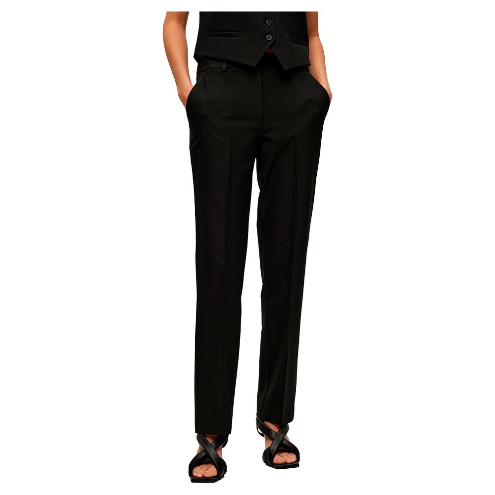 

Брюки Selected Eliana Straight Fit Mid Waist, черный