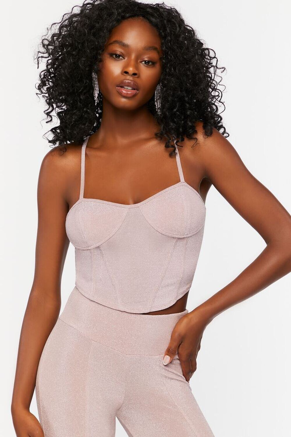 

Бюстье с блестками на майке Forever 21, розовый