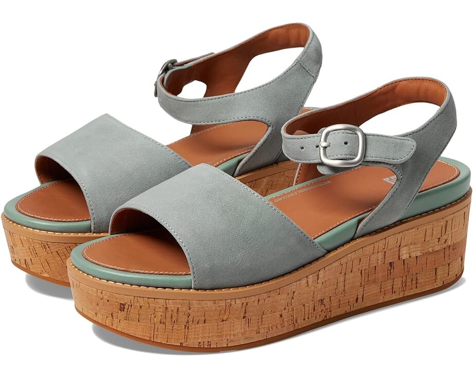 

Туфли FitFlop Eloise Cork-Wrap Suede Back-Strap Wedge Sandals, цвет Cool Blue