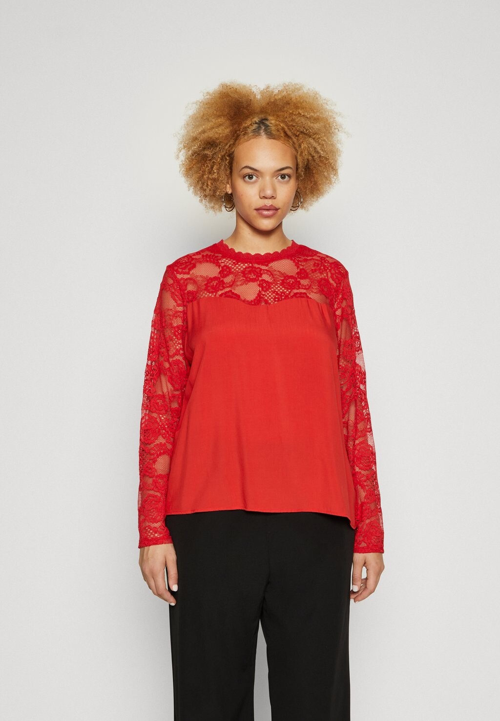 Блузка Vero Moda Curve VMCRUSK O NECK, цвет mars red джемпер vmccharity o neck vero moda curve черный