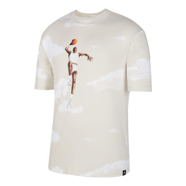Футболка Men's Air Jordan Casual Printing Round Neck Pullover Short Sleeve Sail White T-Shirt, мультиколор