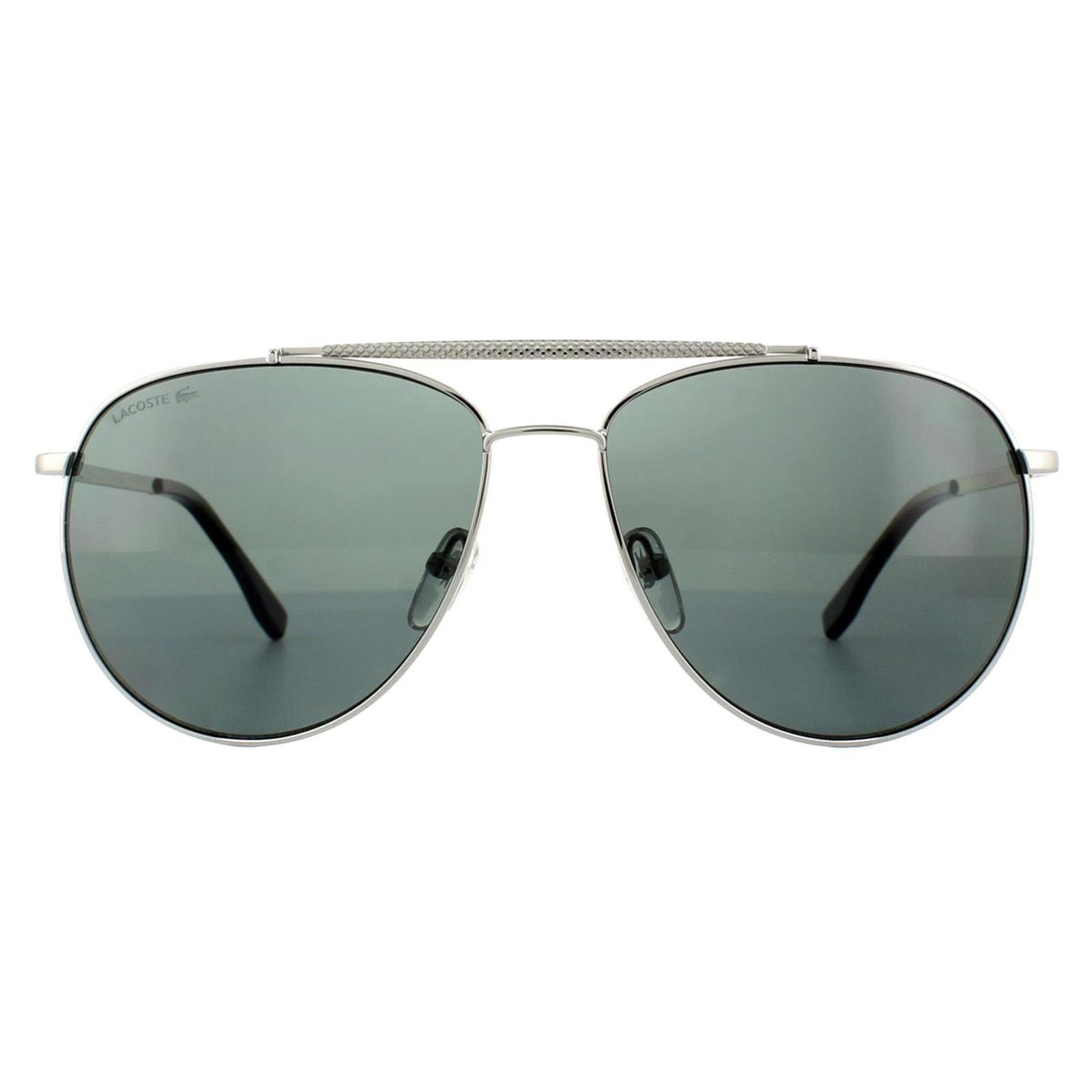 Солнцезащитные очки Aviator Gunmetal Grey Темно-серые поляризованные L177SP Lacoste, серый