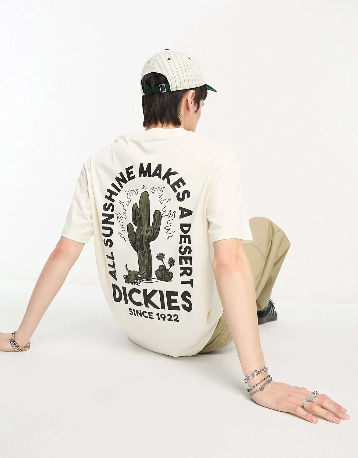 

Белая футболка с принтом на спине Dickies Badger Mountain Cactus, Белый