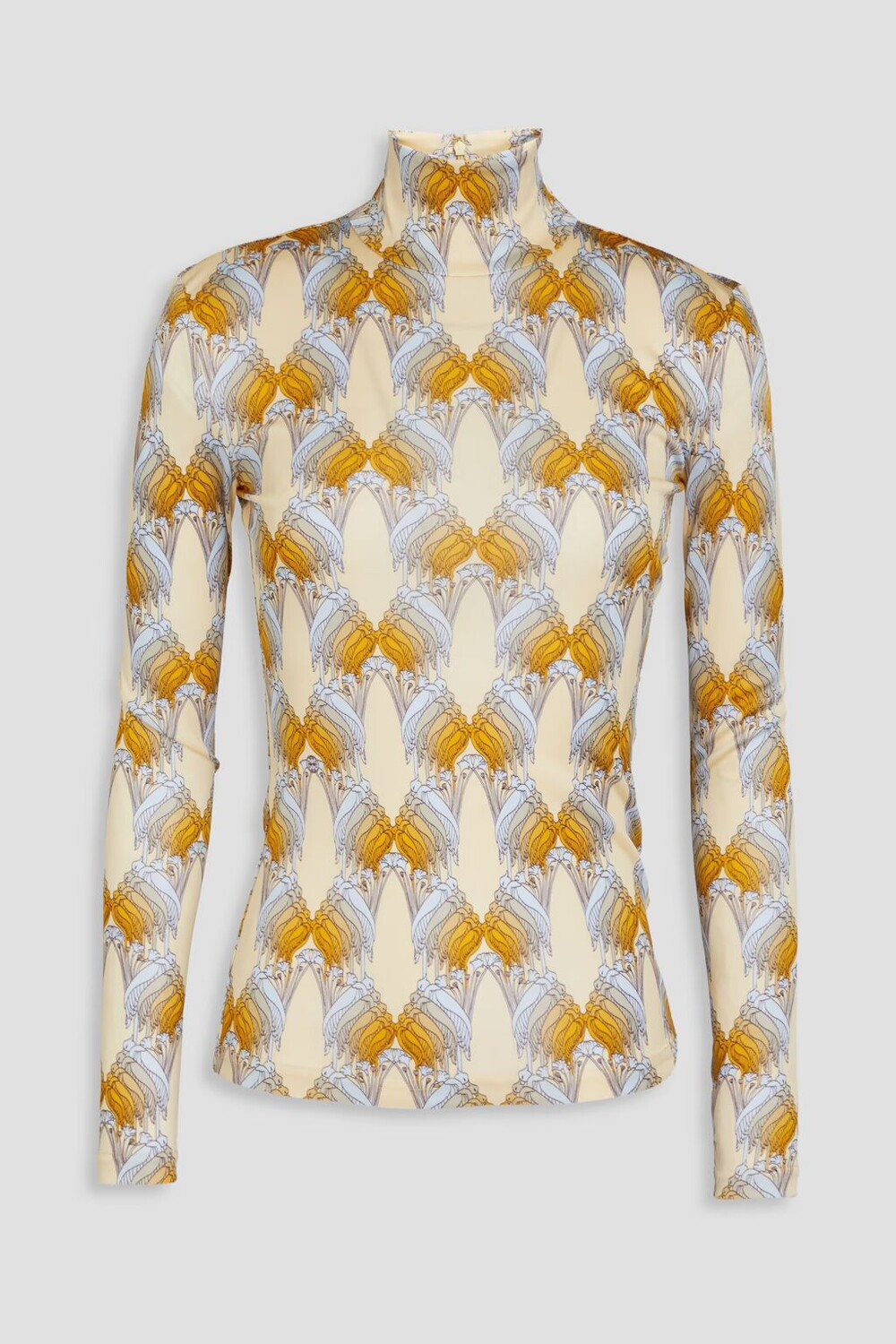 

Водолазка из атласного джерси с принтом Tory Burch, крем