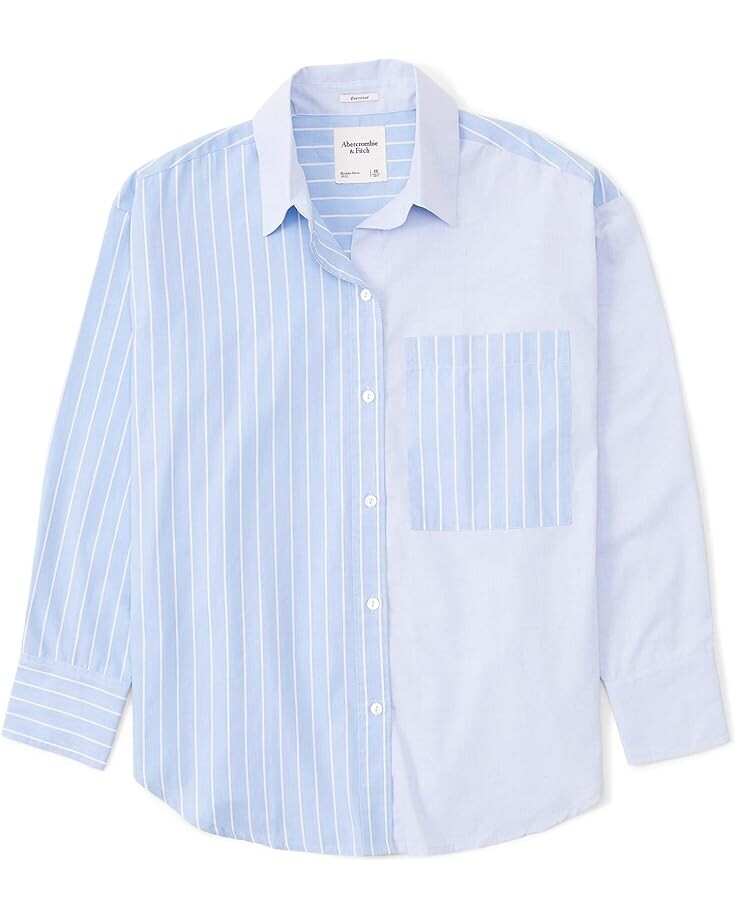 

Рубашка Abercrombie & Fitch Oversized Poplin Shirt, цвет Blue Stripe Block