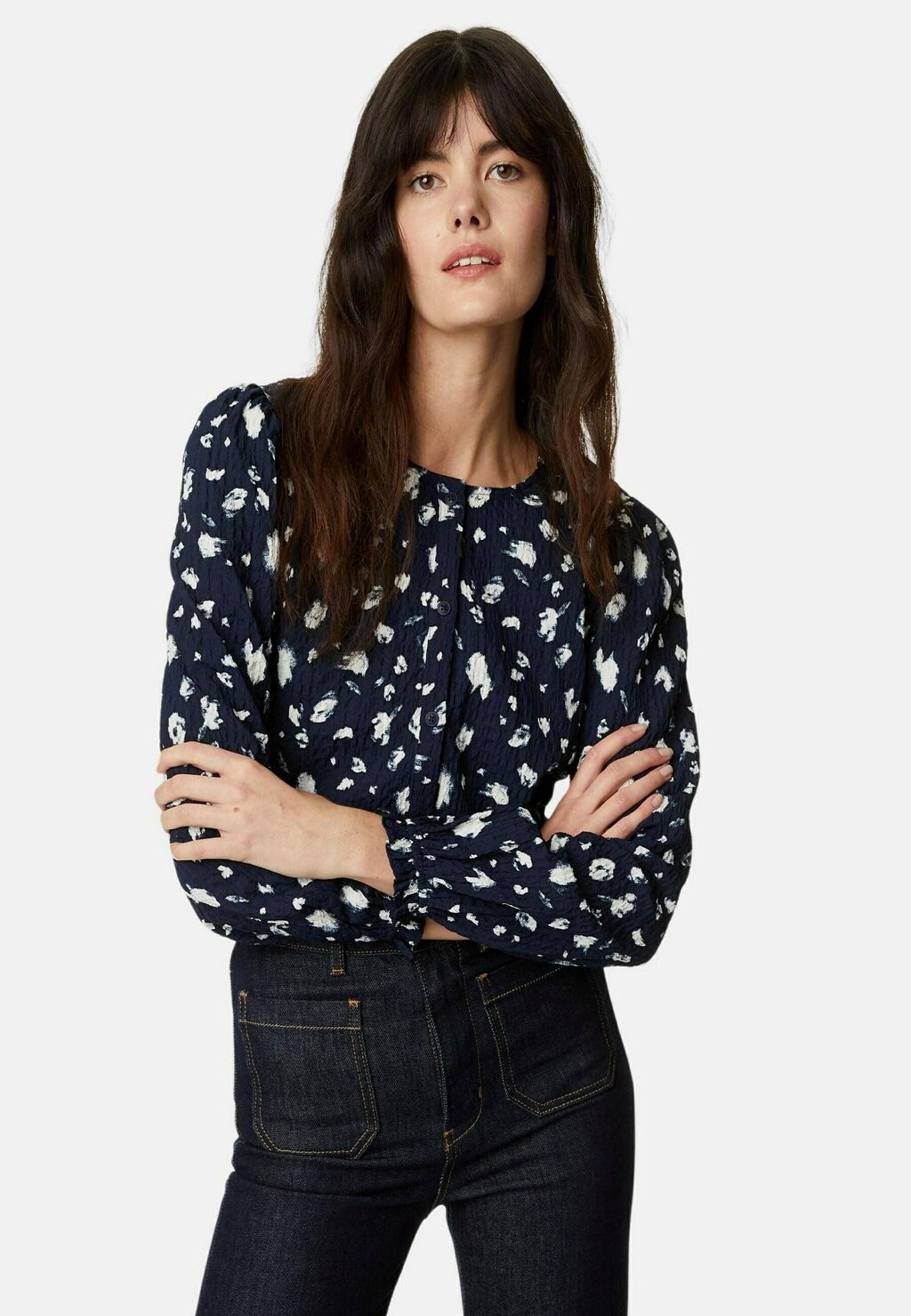 

Блузка PRINTED TEXTURED BUTTON THROUGH Marks & Spencer, цвет blue mix