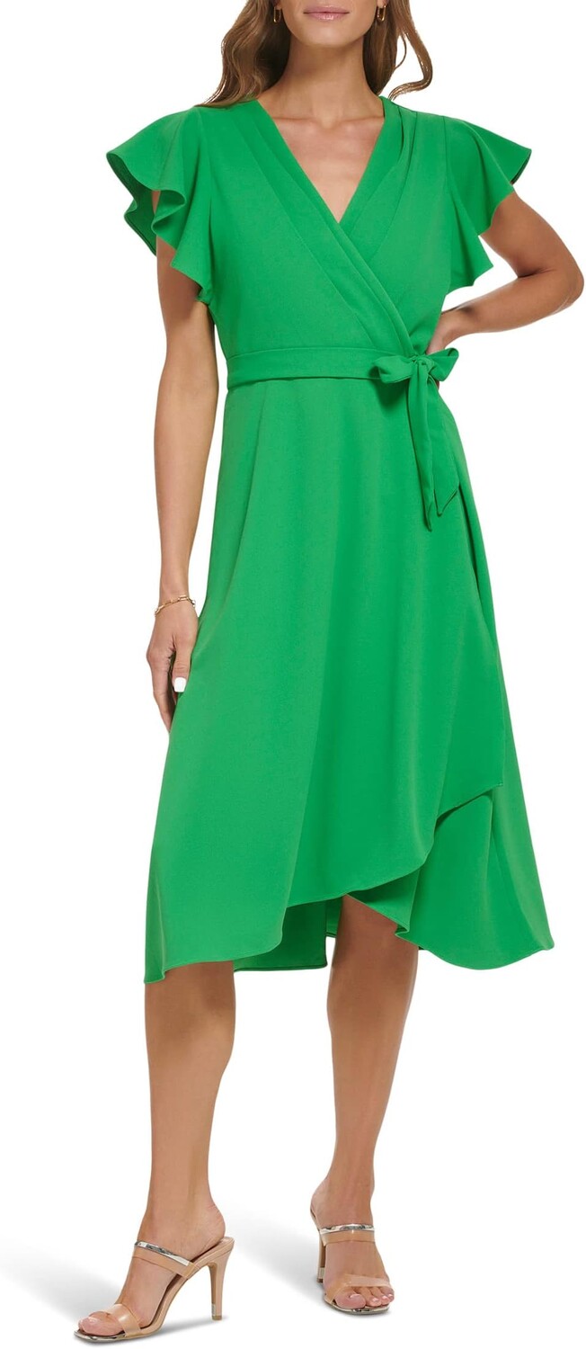 

Платье DKNY Flutter Sleeve Faux Wrap Scuba Crepe Dress, цвет Apple Green