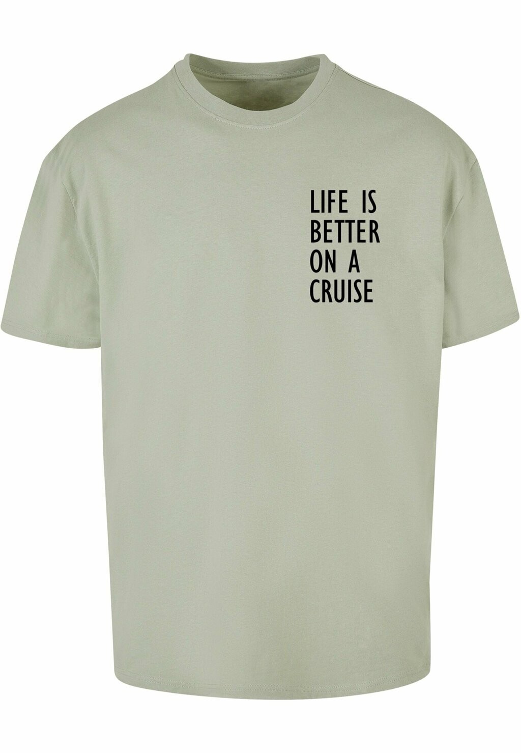 

Футболка с принтом LIFE IS BETTER HEAVY OVERSIZED Merchcode, цвет palemoss