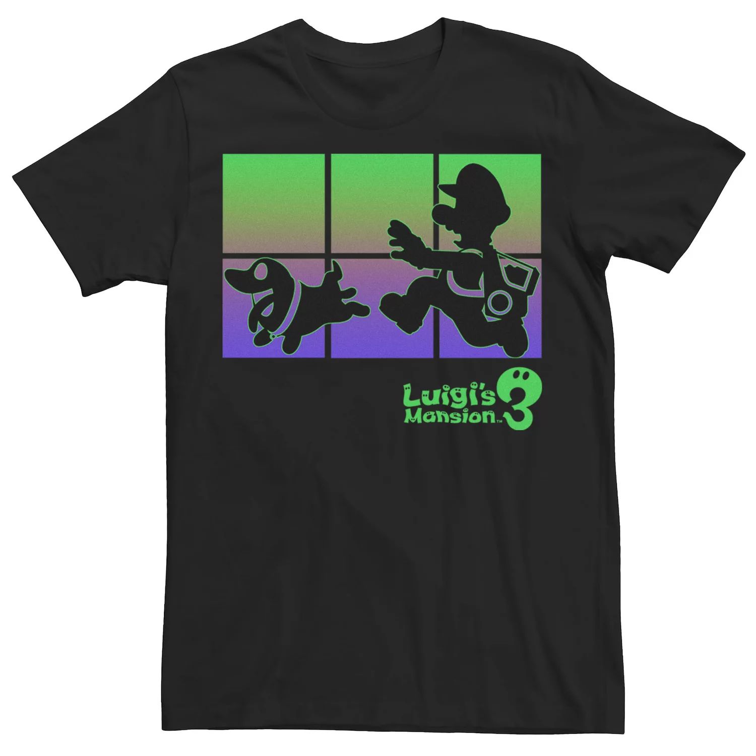 Мужская футболка с изображением силуэта Nintendo Luigi's Mansion 3 Luigi и Polterpup Licensed Character