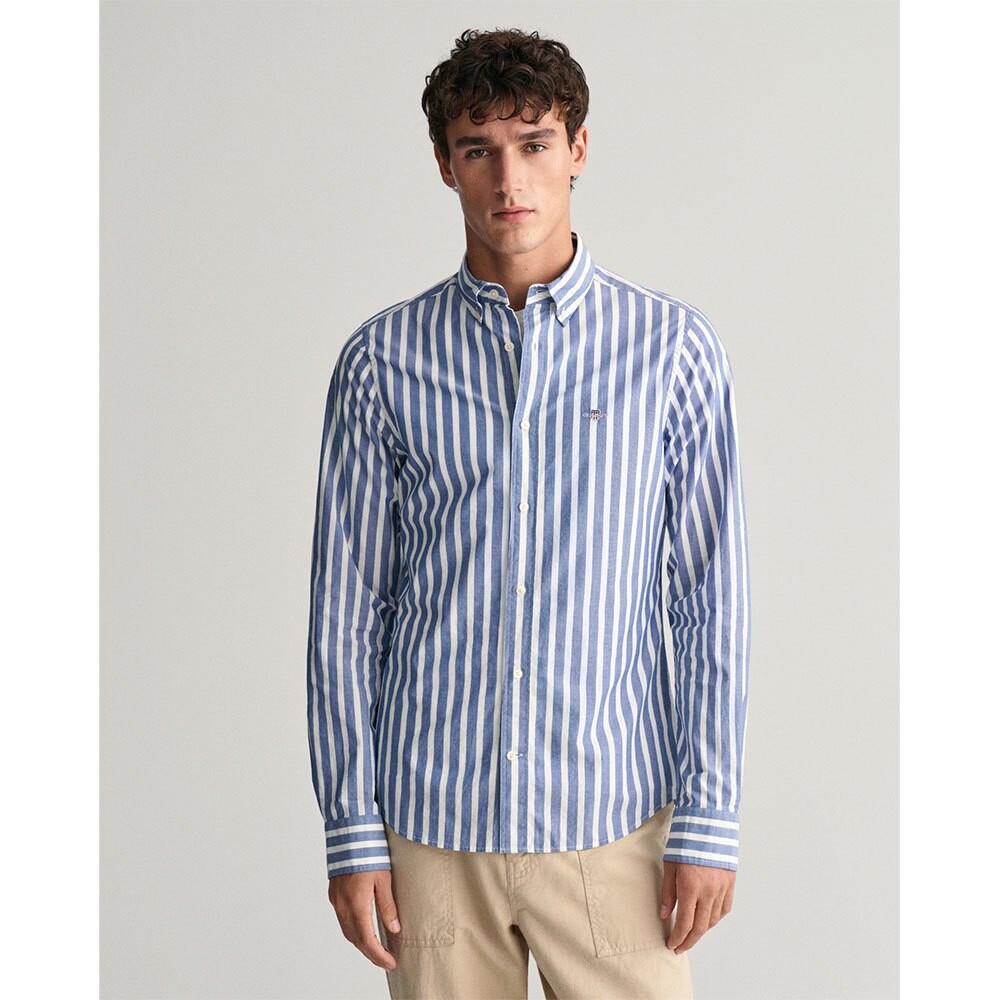 

Рубашка с длинным рукавом Gant Wide Poplin, серый
