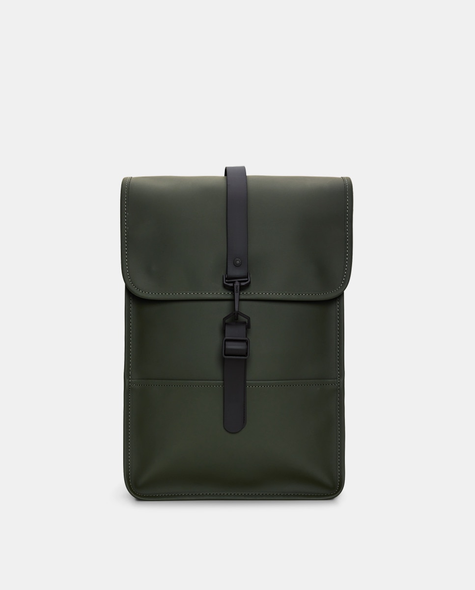 Водостойкий мини-рюкзак среднего размера матового армейского зеленого цвета Rains цена и фото