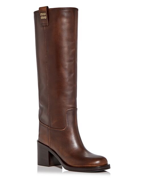 

Женские ботинки на блочном каблуке Miu Miu, цвет Brown