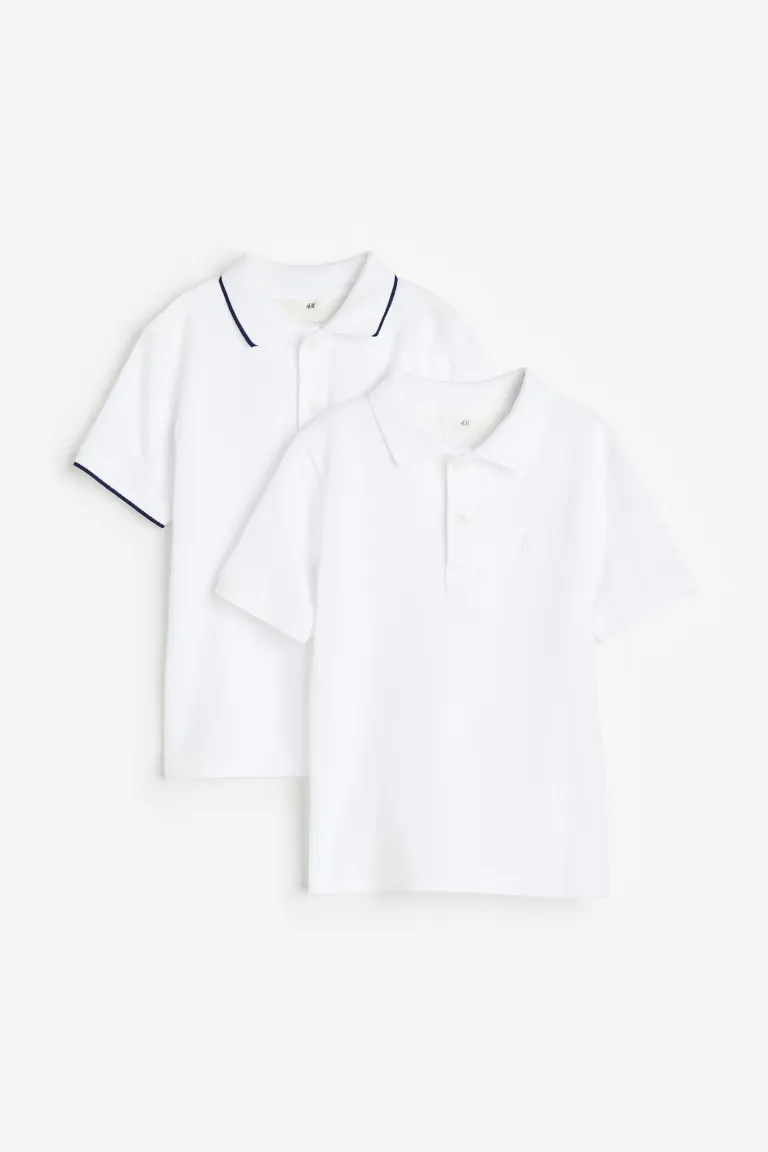 

Комплект из 2 футболок с воротником H&M, белый