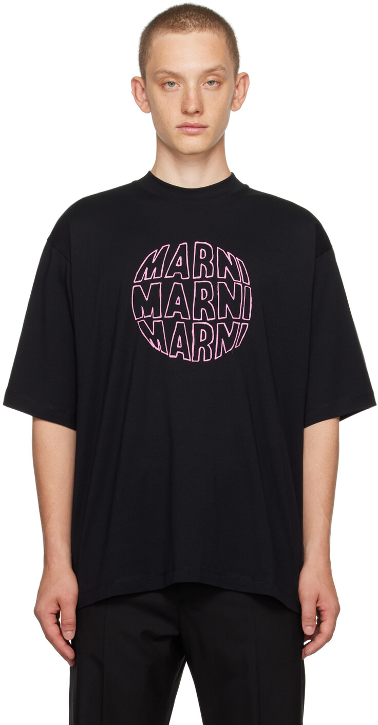 

Черная круглая футболка Marni, Черный