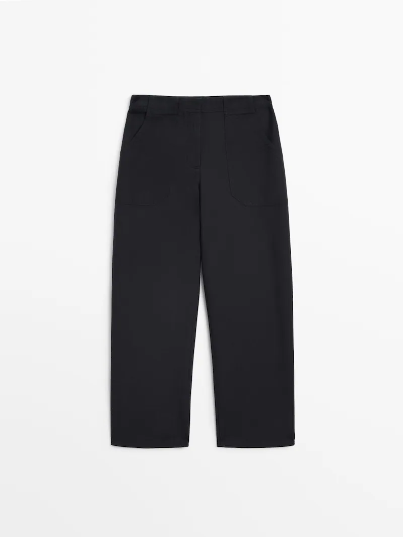 

Брюки плотного кроя бочкообразного кроя Massimo Dutti, синий