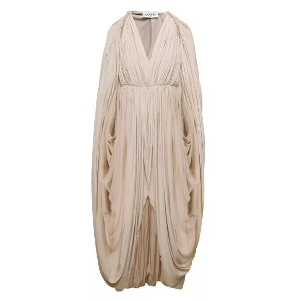 

Платье long beige cape drape dress in polyester Lanvin, мультиколор