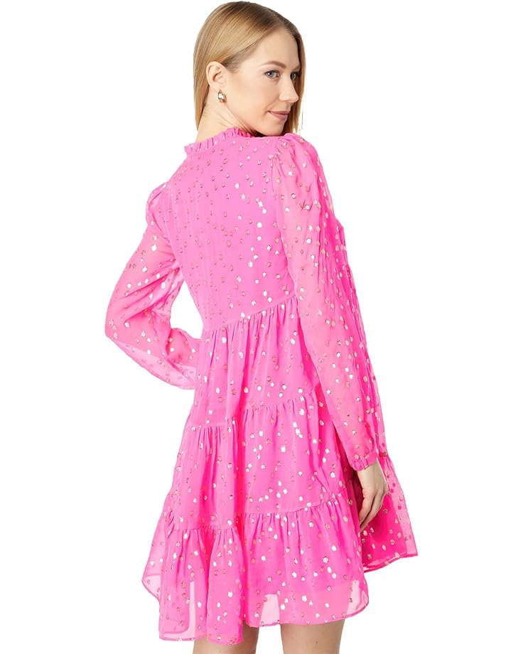цена Платье Lilly Pulitzer Sarita Silk Dress, цвет Pink Topaz Gold Metallic Silk Clip