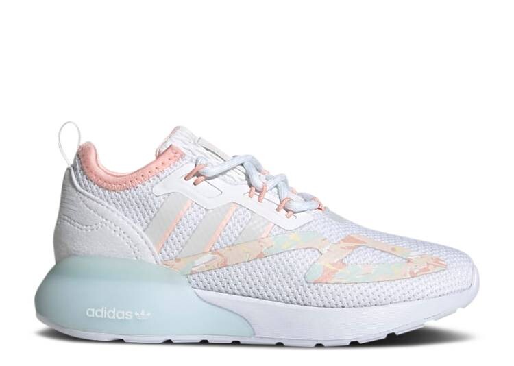 

Кроссовки Adidas ZX 2K LITTLE KID 'WHITE HAZE CORAL', белый
