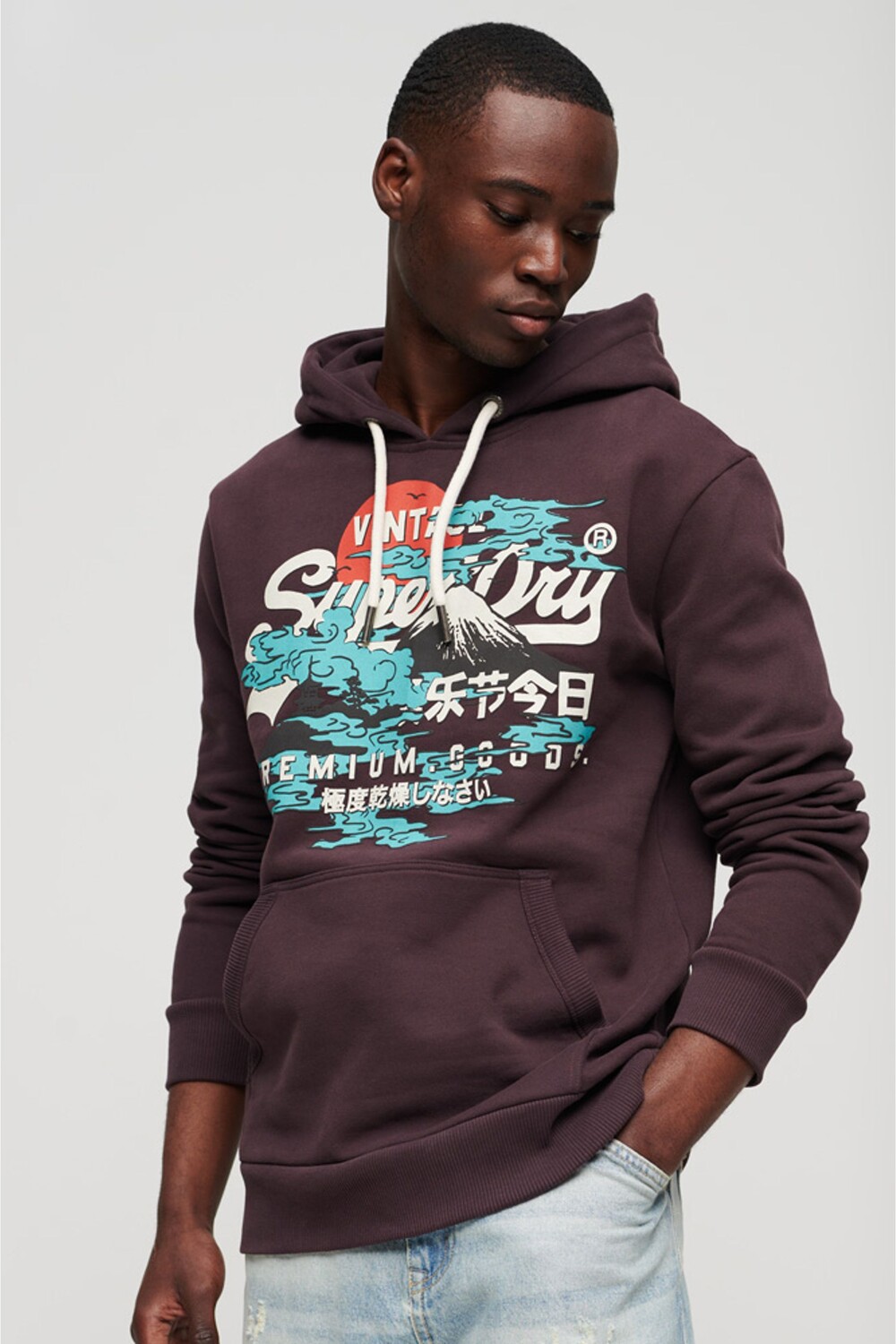 

Японская винтажная толстовка с логотипом Superdry, фиолетовый