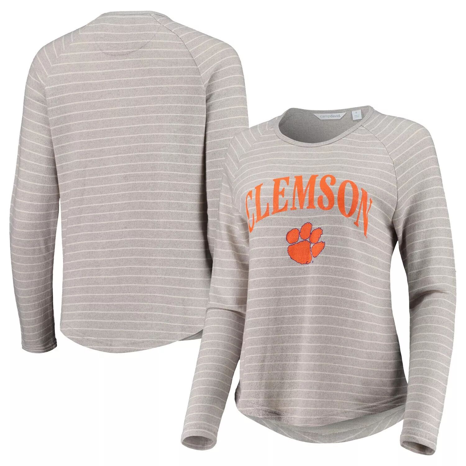 

Женский серый пуловер с принтом реглан Clemson Tigers в морскую полоску, толстовка с принтом реглан