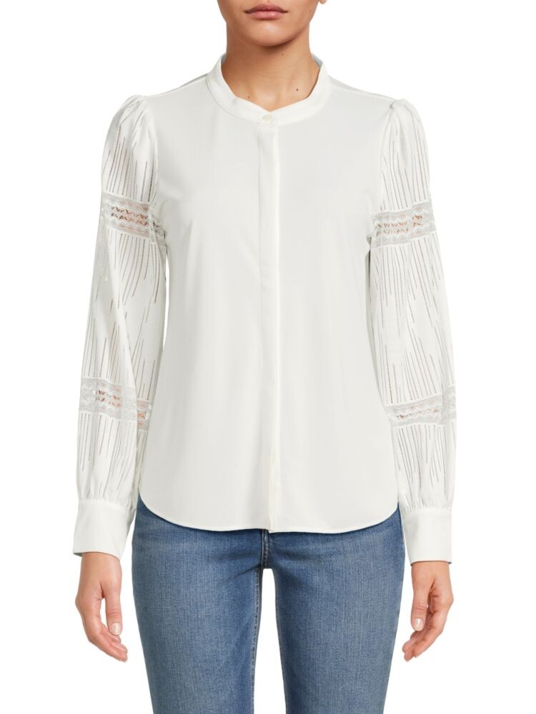 

Рубашка с кружевными рукавами Donna Karan, слоновая кость