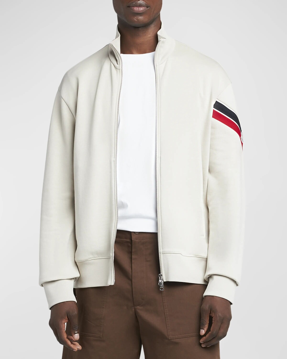 

Мужская куртка на молнии с полосатыми рукавами Moncler, цвет Natural