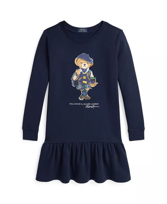 

Флисовое платье-поло с медведем для больших девочек Polo Ralph Lauren, синий