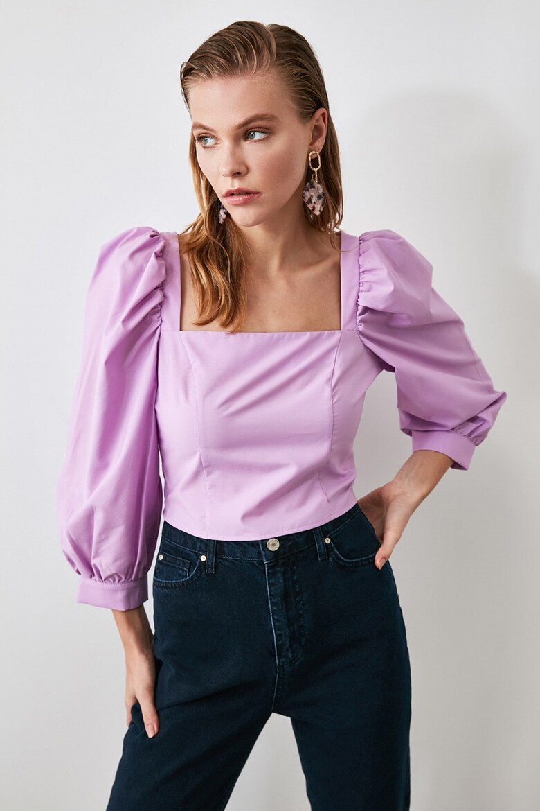 Блуза с пышными рукавами Trendyol, фиолетовый