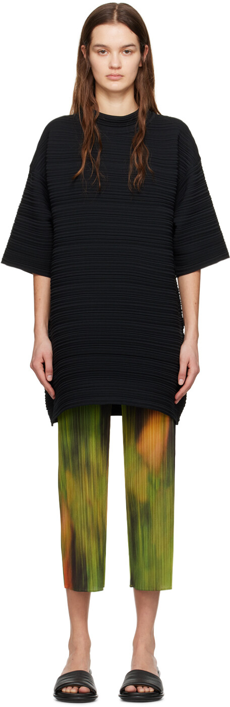 

Черное свободное мини-платье Pleats Please Issey Miyake, Черный