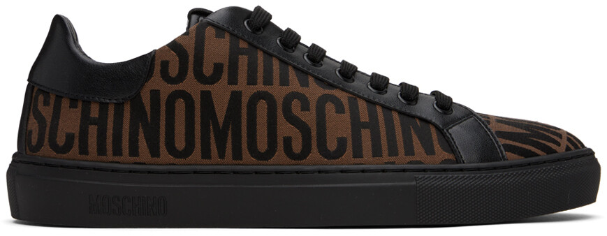 

Черно-коричневые кроссовки с логотипом Moschino
