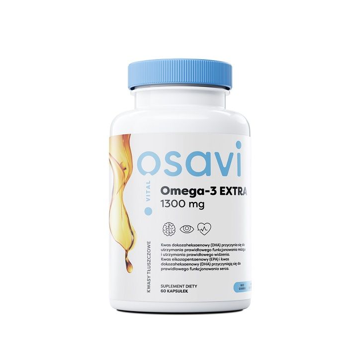 Омега-3 жирные кислоты Osavi Omega-3 Extra 1300 mg Cytrynowy, 60 шт жирные кислоты qnt omega 3 1000 mg 59 шт