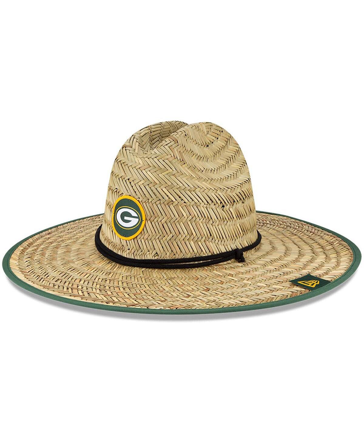 

Мужская соломенная кепка спасателя Natural Green Bay Packers, тренировочный лагерь НФЛ, официальная соломенная кепка New Era