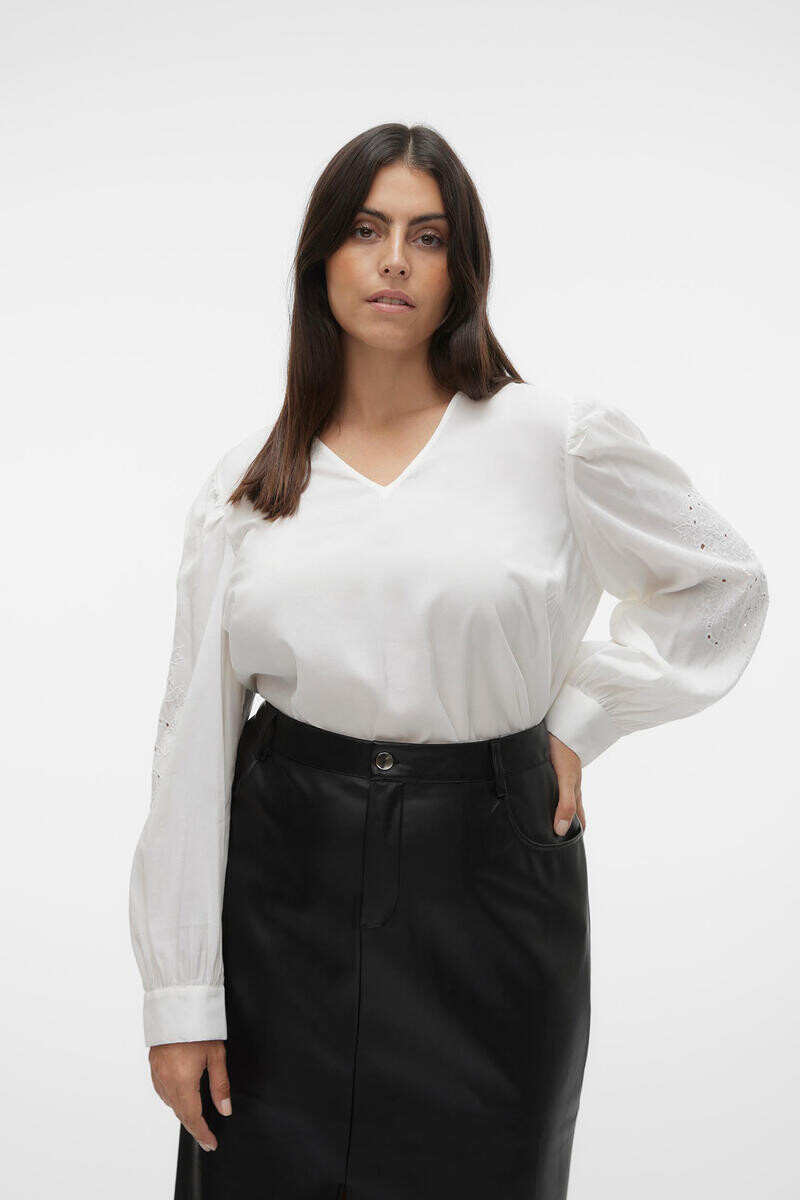 

Рубашка с длинным рукавом и ажуром Curve Vero Moda Curve, белый