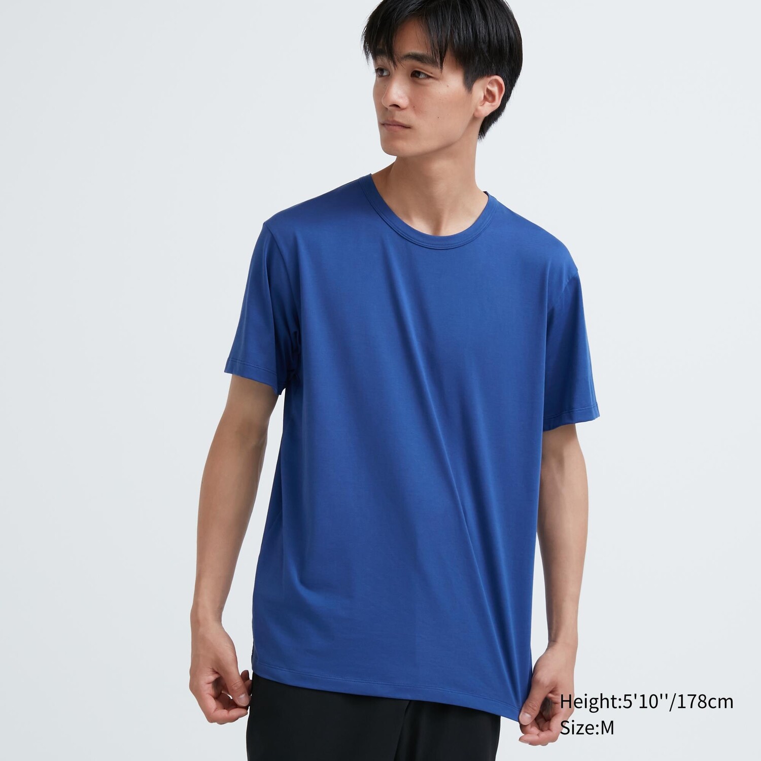

Хлопковая футболка AIRism с круглым вырезом и короткими рукавами Uniqlo, синий
