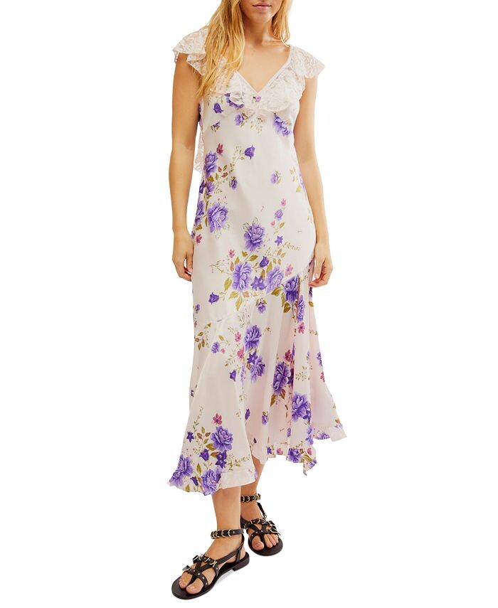 

Женское платье миди с кружевной отделкой Warm Hearts Free People, белый